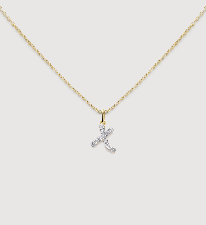 Lab Grown Diamond Initial X Necklace Set  - Monica Vinader