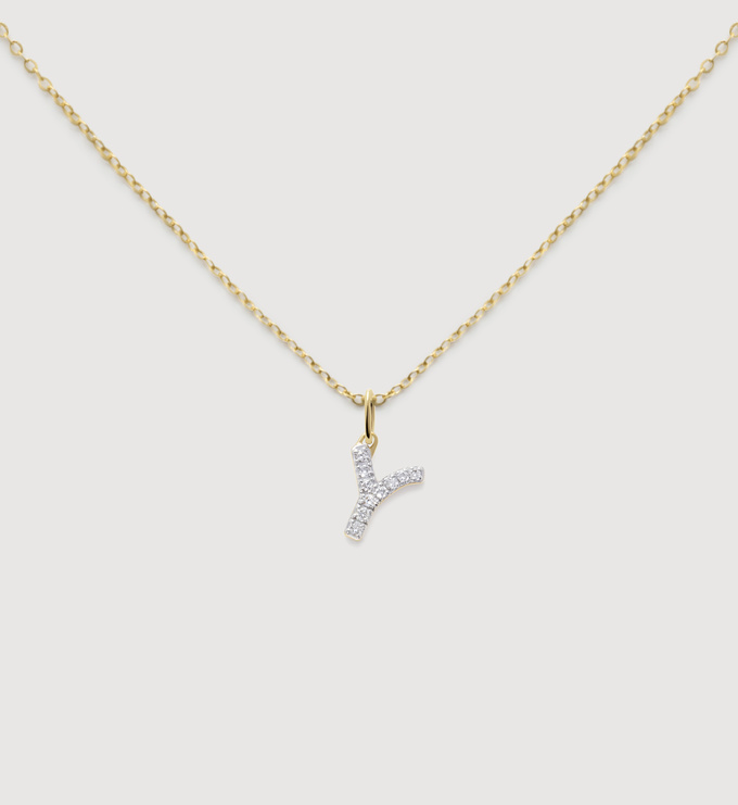 Lab Grown Diamond Initial Y Necklace Set - Monica Vinader