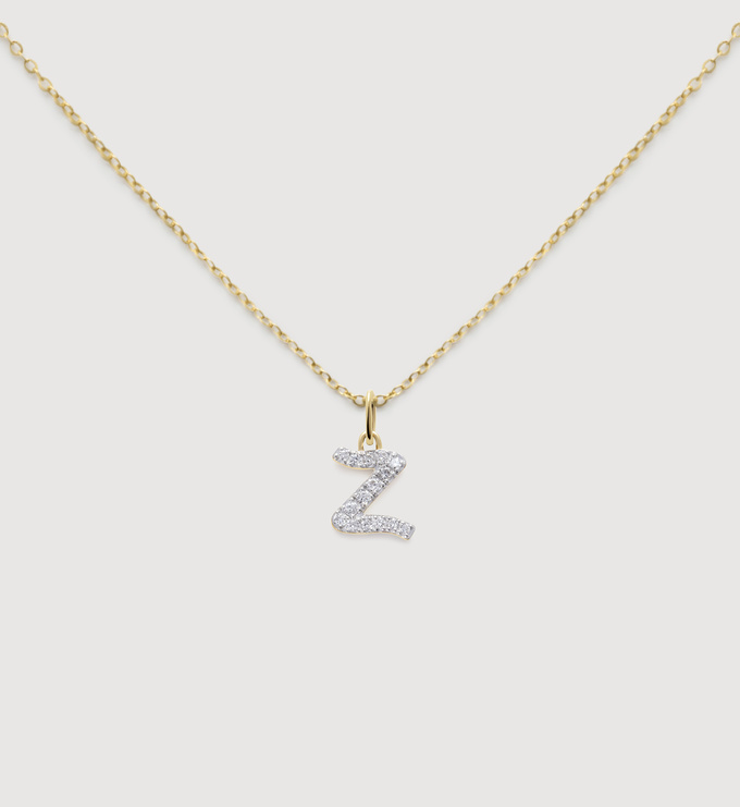 Lab Grown Diamond Initial Z Necklace Set - Monica Vinader