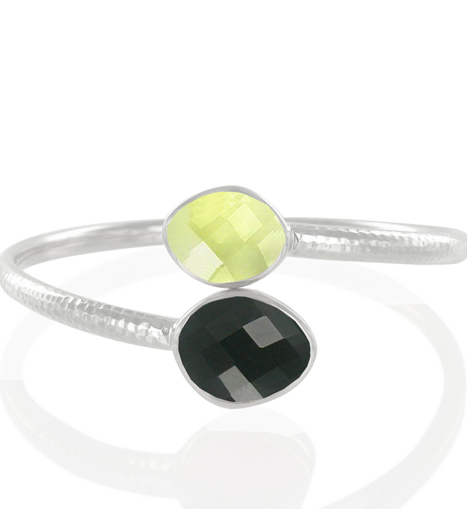 Sterling Silver Slink Bracelet - Black Onyx - Monica Vinader