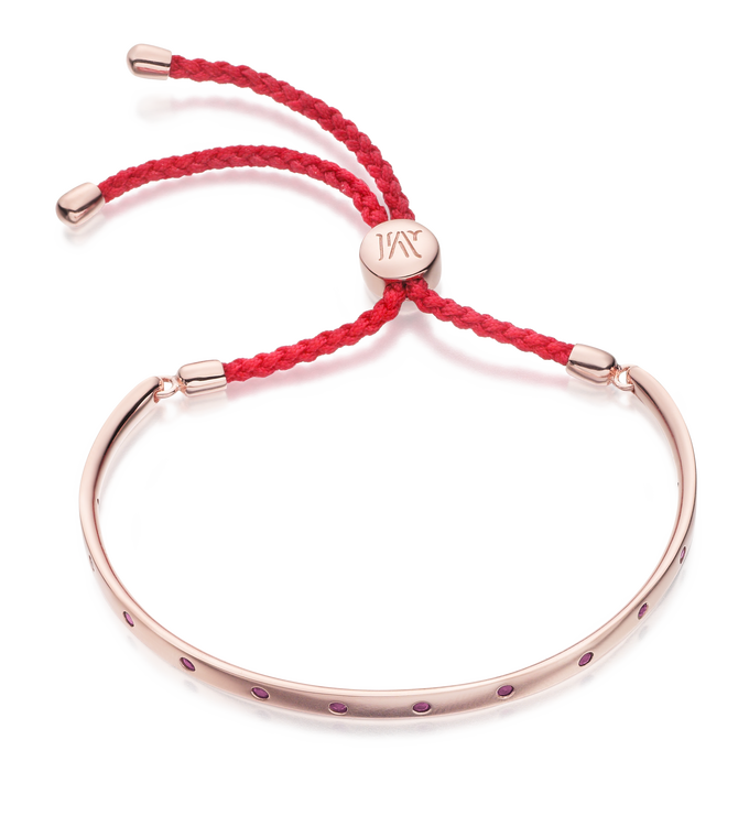 Rose Gold Vermeil Fiji Gem Bracelet - Red - Serenity - Monica Vinader