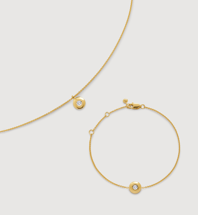 April Lab Grown Diamond Birthstone Chain Bracelet & Necklace Set - Monica Vinader