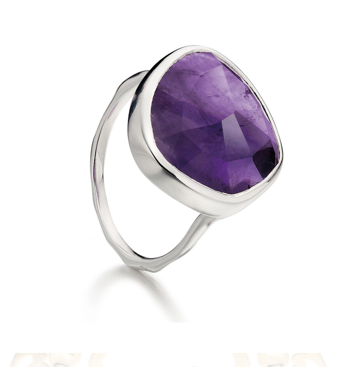 Sterling Silver Siren Ring - Amethyst - Monica Vinader