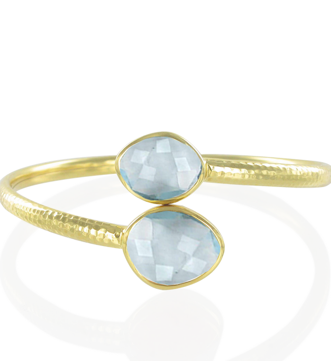 Gold Vermeil Slink Bracelet - Swiss Blue Quartz - Monica Vinader
