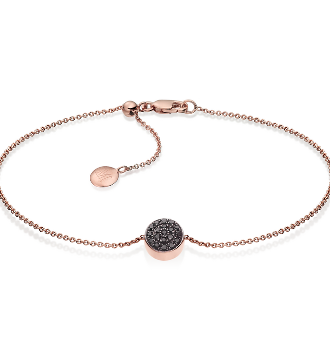 Rose Gold Vermeil Pave Chain Bracelet - Black Spinel - Monica Vinader