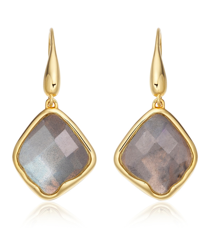 Gold Vermeil Riva Wire Earrings - Labradorite - Monica Vinader