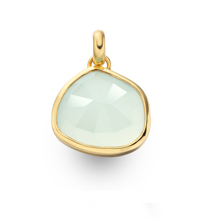 Gold Vermeil Siren Bezel Pendant Charm - Aqua Chalcedony - Monica Vinader