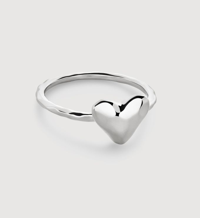 thumbnail image 2 of 925 Sterling Silver Love Heart Ring – Dainty Stacking Band, UK Made, Size 10 2 of 5