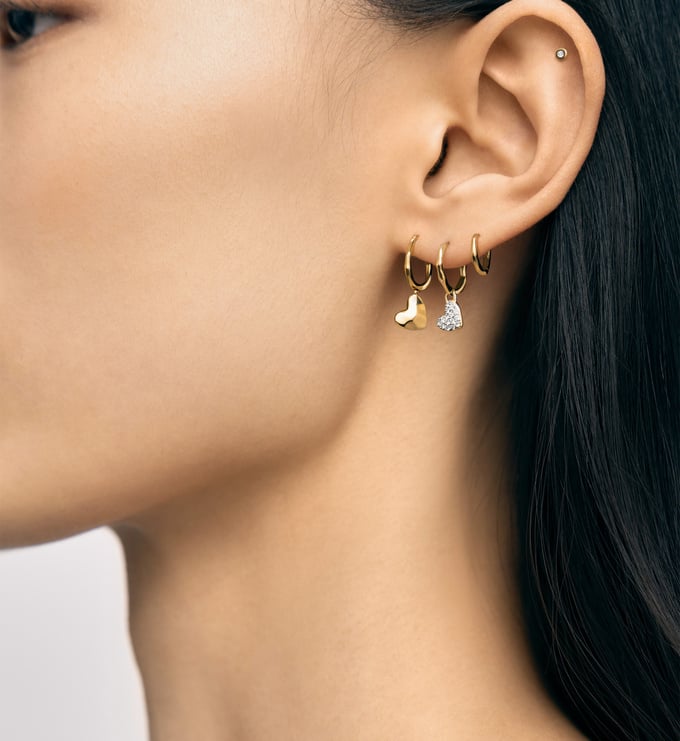 MONICA VINADER☆ハート ドロップ ハギー ピアス Heart Drop Huggie Earrings in Sterling Silver | Jewellery by