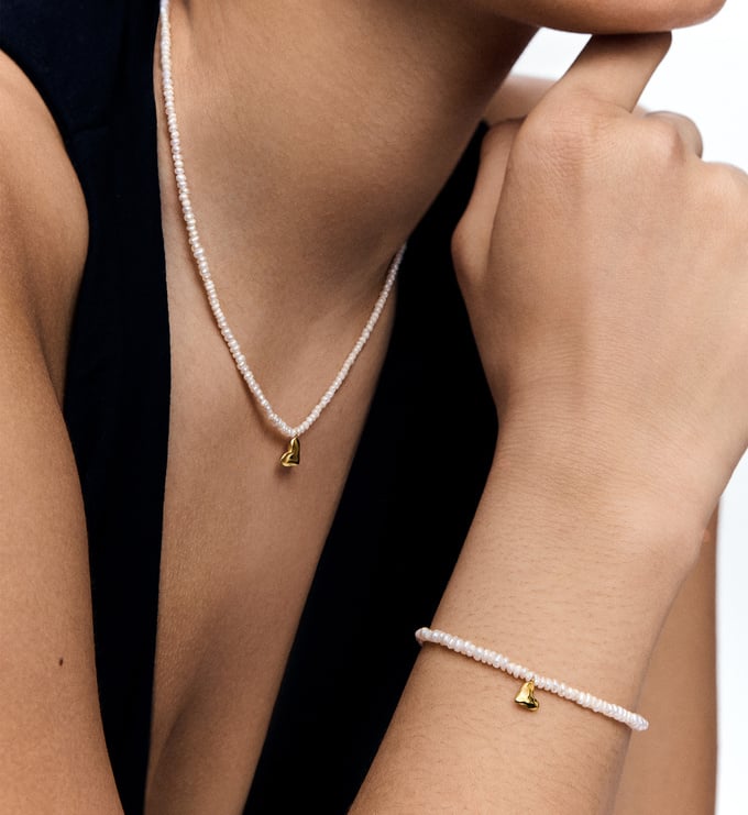 Heart Mini Pearl Necklace & Bracelet Set - Monica Vinader