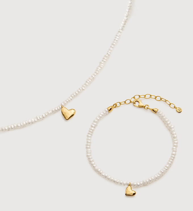 Heart Mini Pearl Necklace & Bracelet Set | Jewellery Sets