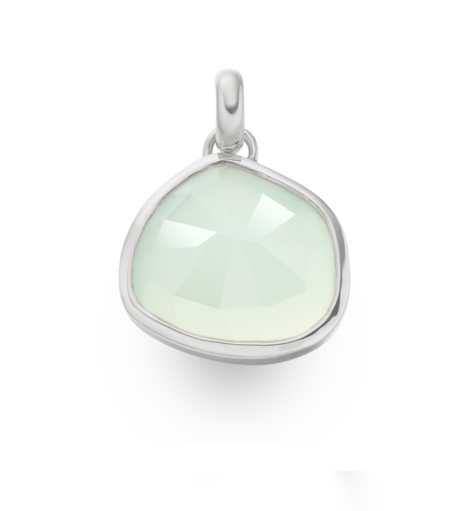 Sterling Silver Siren Bezel Pendant Charm - Aqua Chalcedony - Monica Vinader