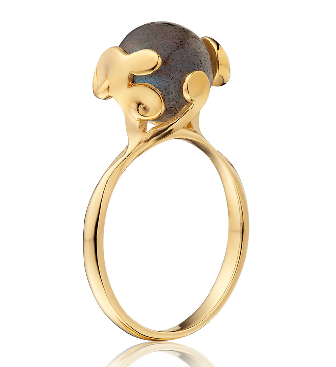 Gold Vermeil Lace Stacking Ring - Labradorite - Monica Vinader