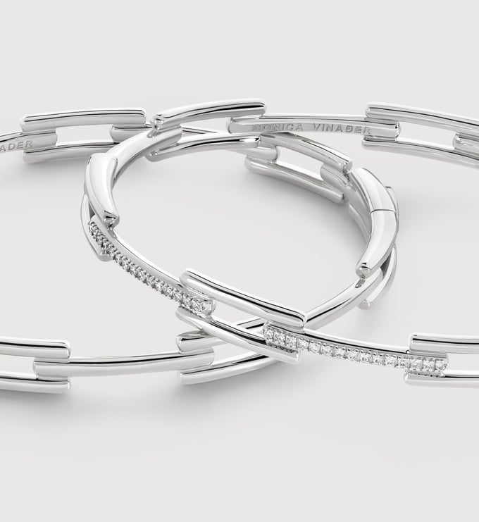 Signature Link Diamond Bangle Set - Monica Vinader