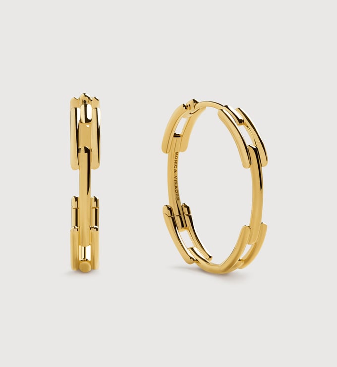Signature Link Medium Hoop Earrings in 18k Gold Vermeil on