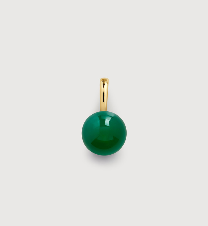 Gold Vermeil Round Gemstone Pendant Charm - Green Onyx - Monica Vinader