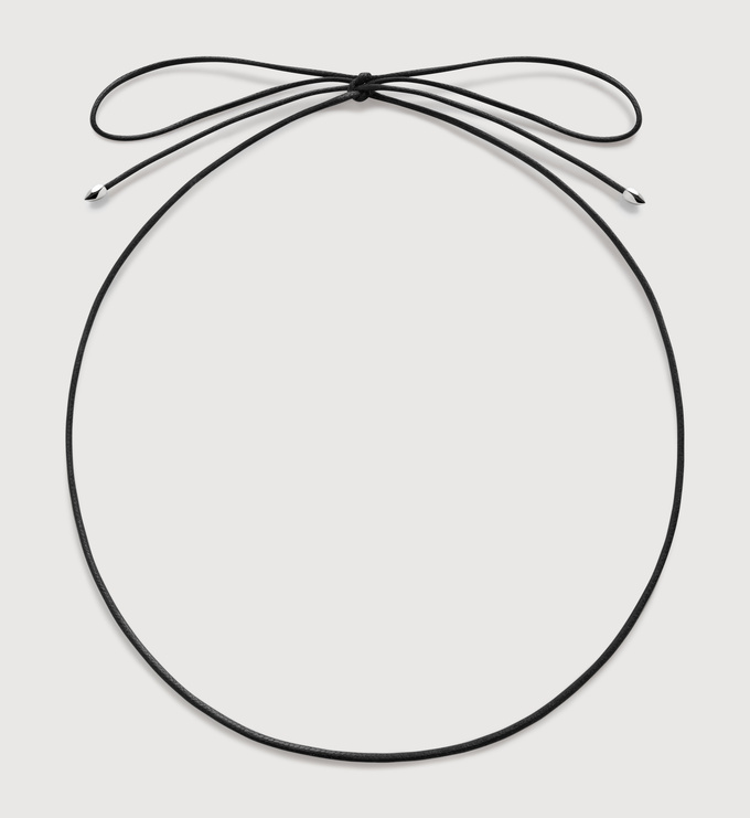 Sterling Silver Cotton Cord Necklace 95cm/37' - Black - Monica Vinader