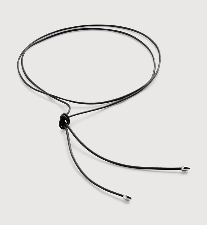 Sterling Silver Cotton Cord Necklace 95cm/37' - Black - Monica Vinader