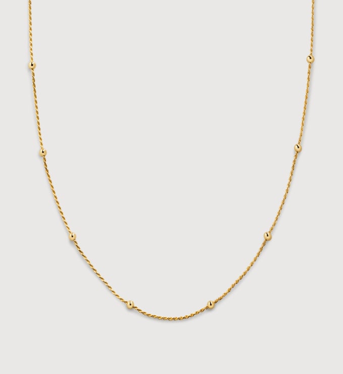 Gold Vermeil Beaded Rope Chain Necklace Adjustable 41-46cm/16-18' - Monica Vinader