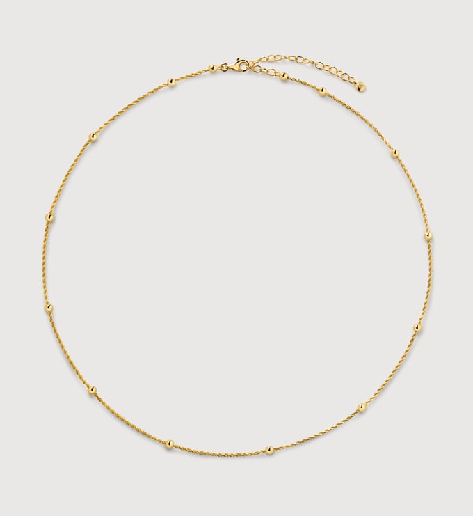 Gold Vermeil Beaded Rope Chain Necklace Adjustable 41-46cm/16-18' - Monica Vinader