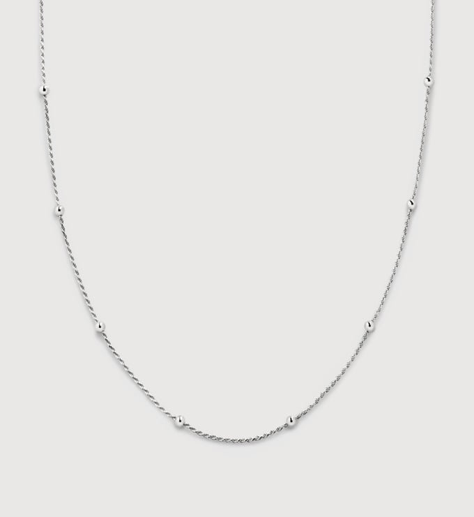 Sterling Silver Beaded Rope Chain Necklace Adjustable 41-46cm/16-18' - Monica Vinader