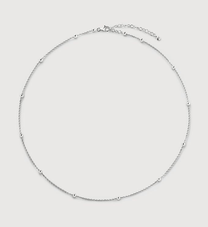 Sterling Silver Beaded Rope Chain Necklace Adjustable 41-46cm/16-18' - Monica Vinader