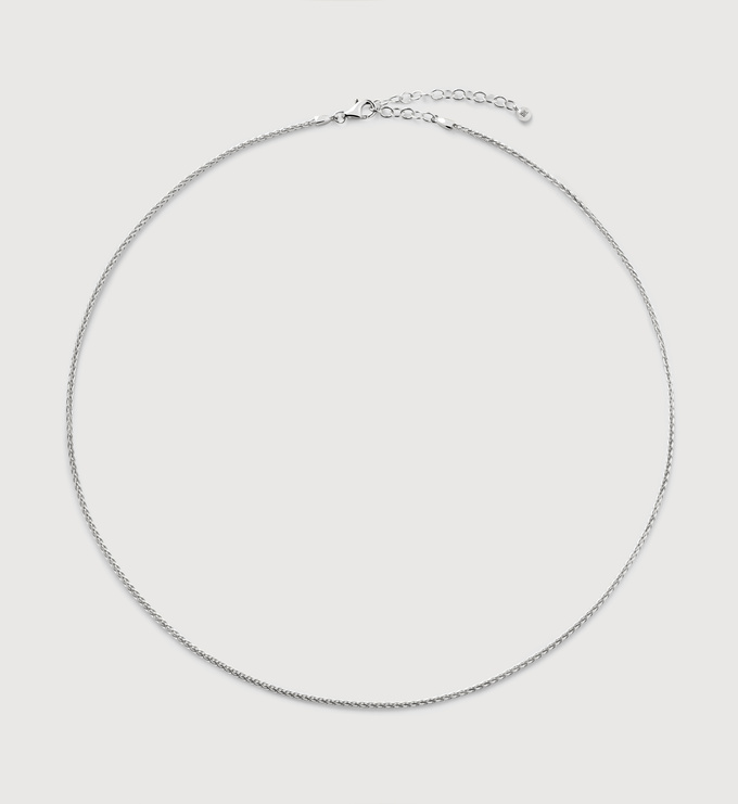 Sterling Silver Round Spiga Chain Necklace Adjustable 41-46cm/16-18' - Monica Vinader