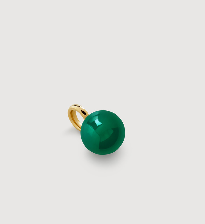 Gold Vermeil Round Gemstone Pendant Charm - Green Onyx - Monica Vinader
