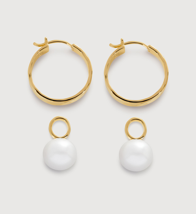 Round Pearl Huggies - Monica Vinader