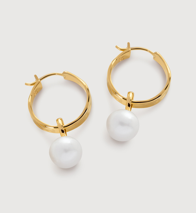 Round Pearl Huggies - Monica Vinader