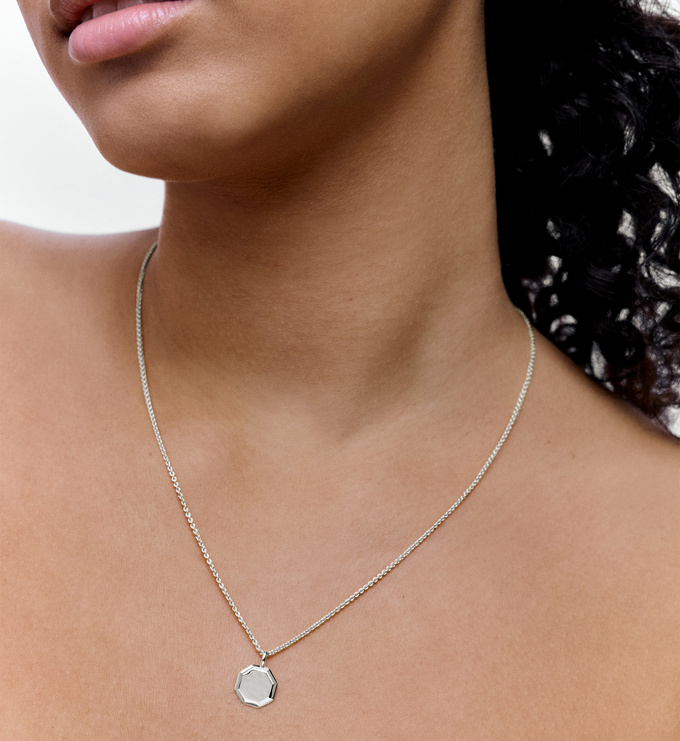 Silver Octagonal Pendant Necklace Set - Monica Vinader