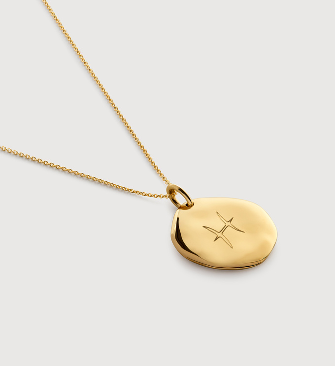 Gold Vermeil Initial Stamp D Necklace Adjustable 41-46cm/16-18' - Gold - Monica Vinader