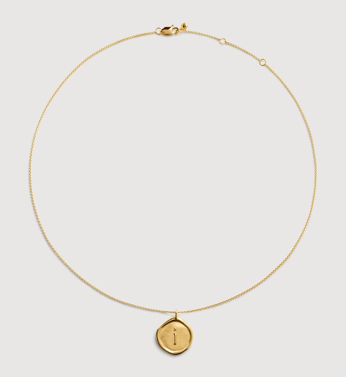 Gold Vermeil Initial Stamp I Necklace Adjustable 41-46cm/16-18' - Monica Vinader