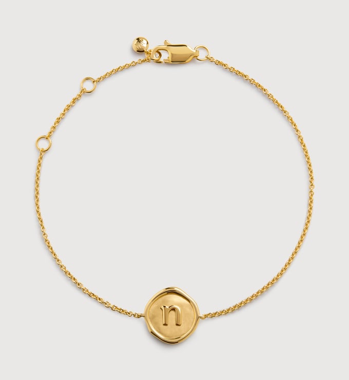 Gold Vermeil Initial Stamp N Chain Bracelet - Monica Vinader