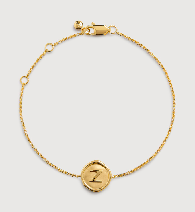 Gold Vermeil Initial Stamp Z Chain Bracelet - Gold - Monica Vinader
