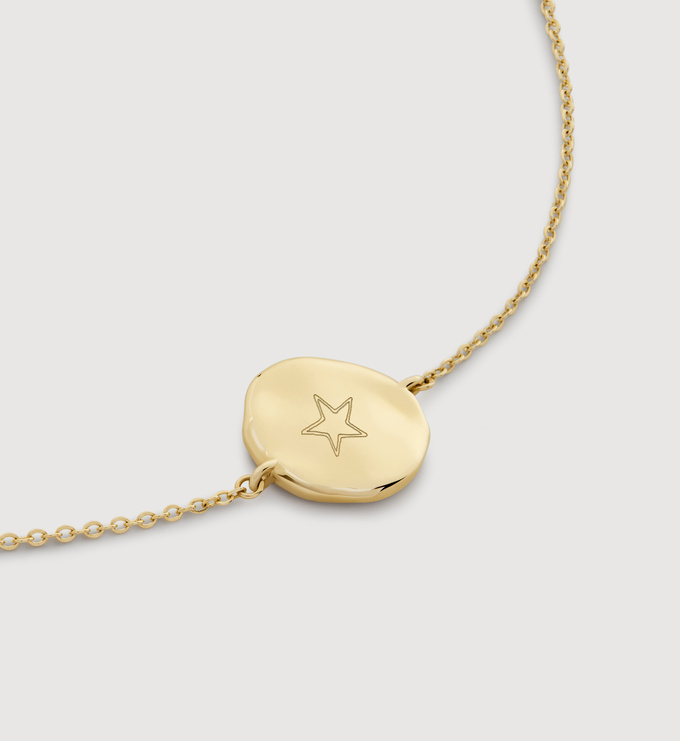 Gold Mini Initial Stamp N Chain Bracelet - Gold - Monica Vinader