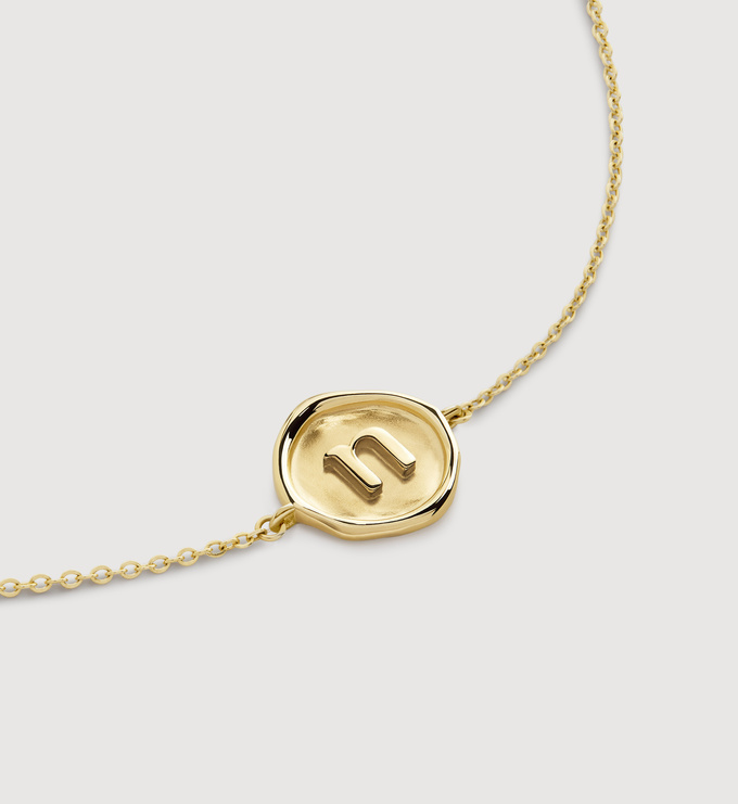 Gold Mini Initial Stamp N Chain Bracelet - Gold - Monica Vinader