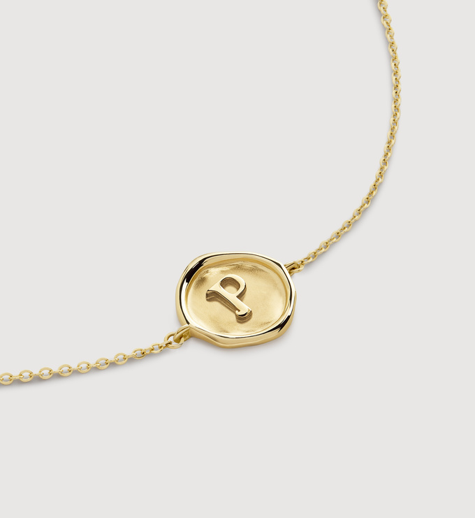 Gold Mini Initial Stamp P Chain Bracelet - Gold - Monica Vinader