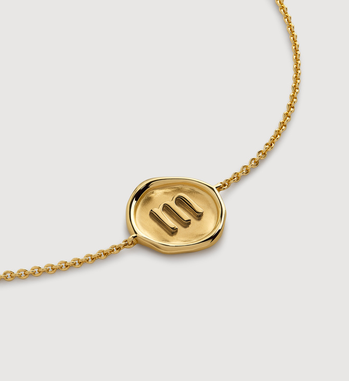 Gold Vermeil Initial Stamp M Chain Bracelet - Gold - Monica Vinader