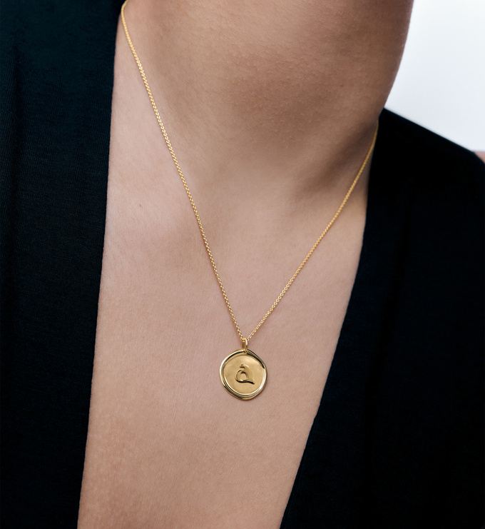 Gold Vermeil Initial Stamp A Necklace Adjustable 41-46cm/16-18' - Gold - Monica Vinader