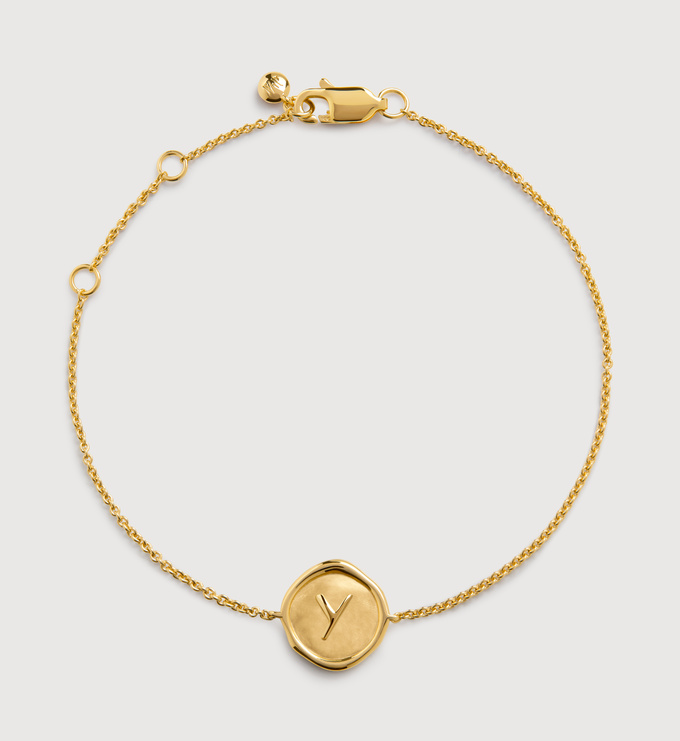 Gold Vermeil Initial Stamp Y Chain Bracelet - Gold - Monica Vinader