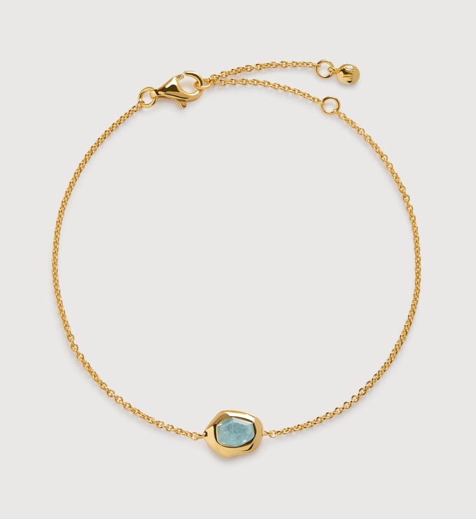 Gold Vermeil Odyssey Fine Chain Bracelet - Aquamarine - Monica Vinader