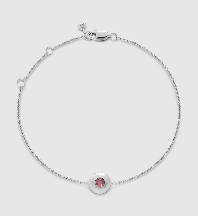 Sterling Silver October Birthstone Chain Bracelet - Pink Tourmaline - Monica Vinader