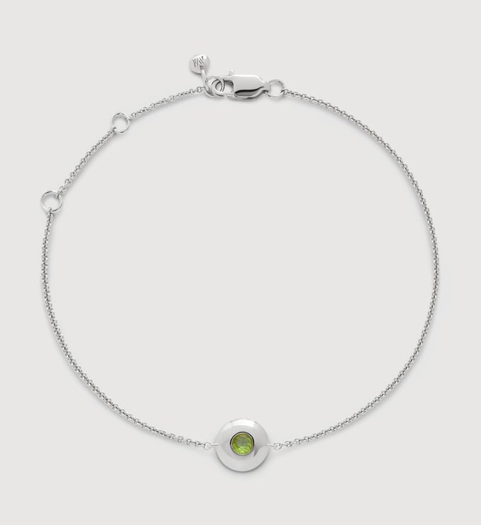 Sterling Silver August Birthstone Chain Bracelet - Peridot - Monica Vinader