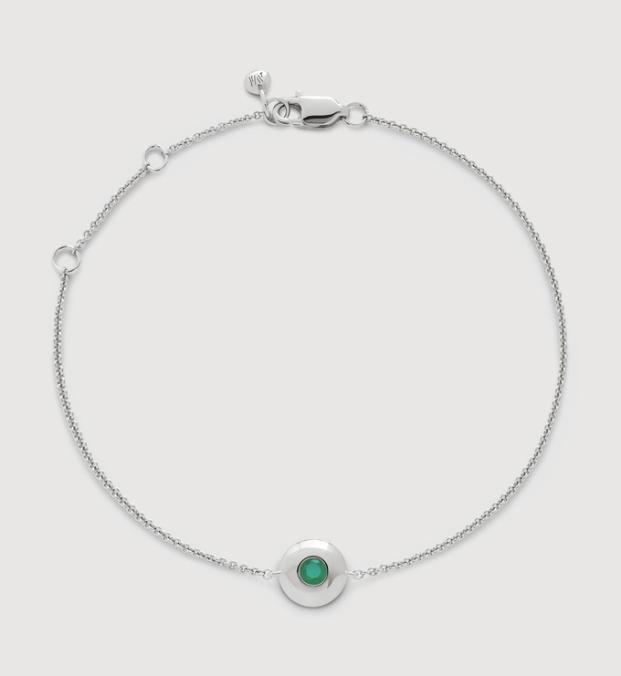 Sterling Silver May Birthstone Chain Bracelet - Emerald - Monica Vinader
