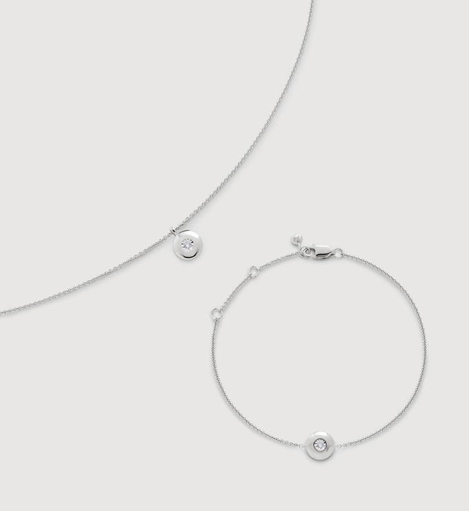 Sterling Silver April Birthstone Chain Necklace & Bracelet Set  - Monica Vinader