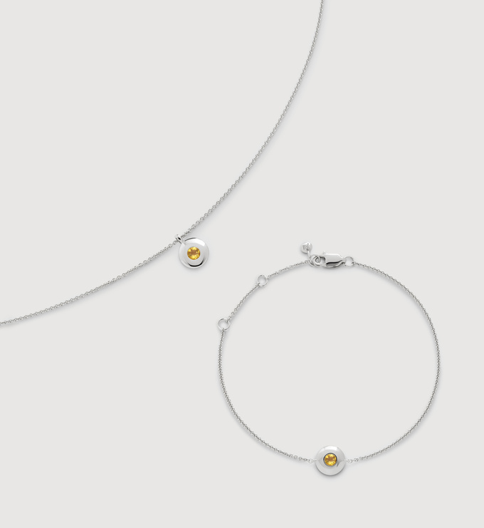Sterling Silver November Birthstone Chain Necklace & Bracelet Set - Monica Vinader