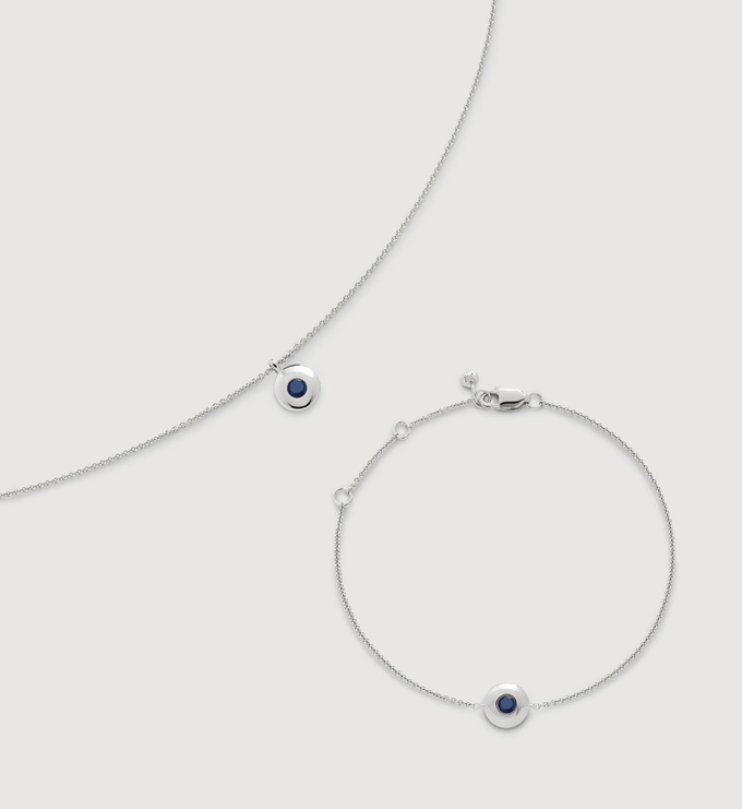 Sterling Silver September Birthstone Chain Necklace & Bracelet Set  - Monica Vinader