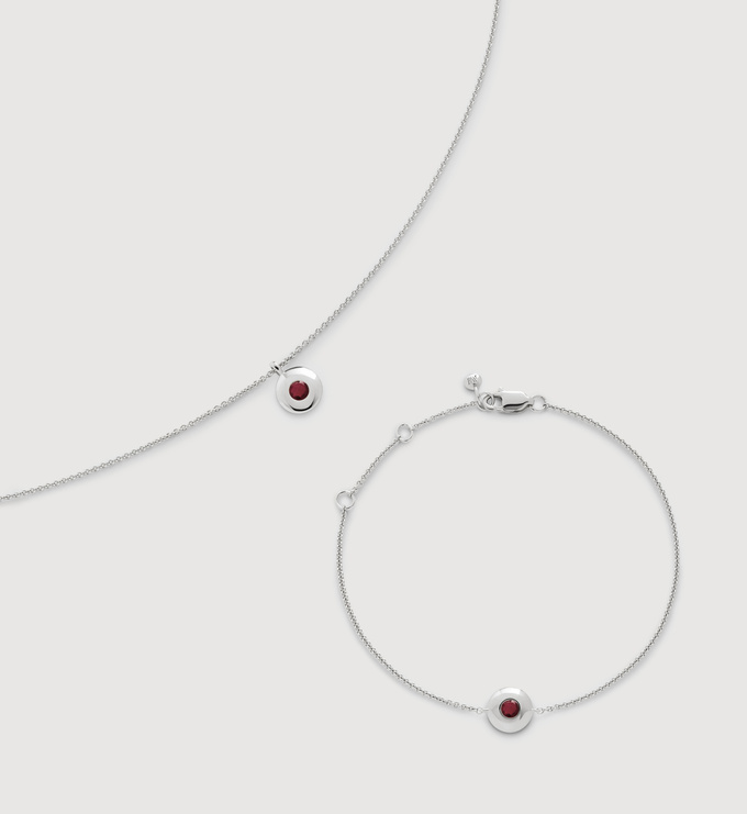 Sterling Silver July Birthstone Chain Necklace & Bracelet Set - Monica Vinader