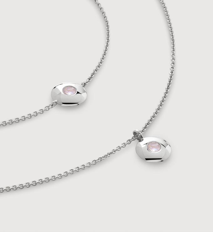 Sterling Silver June Chain Birthstone Necklace & Bracelet Set - Monica Vinader